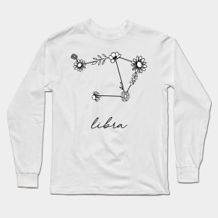 Libra Zodiac Wildflower Constellation Long Sleeve T-Shirt